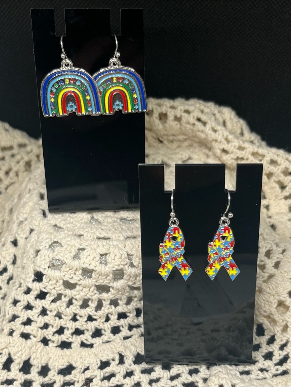 Handmade Autism earrings two pair